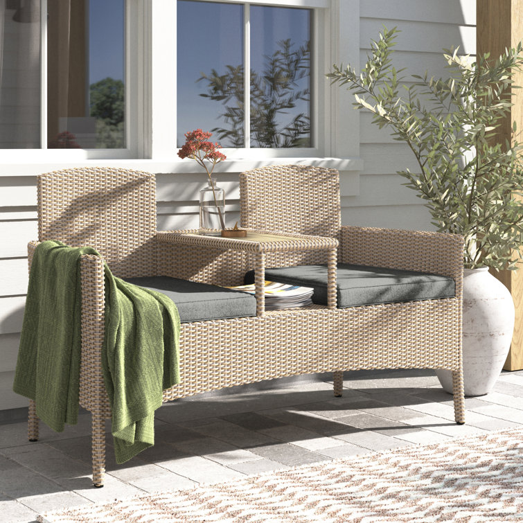 Wicker best sale porch bench